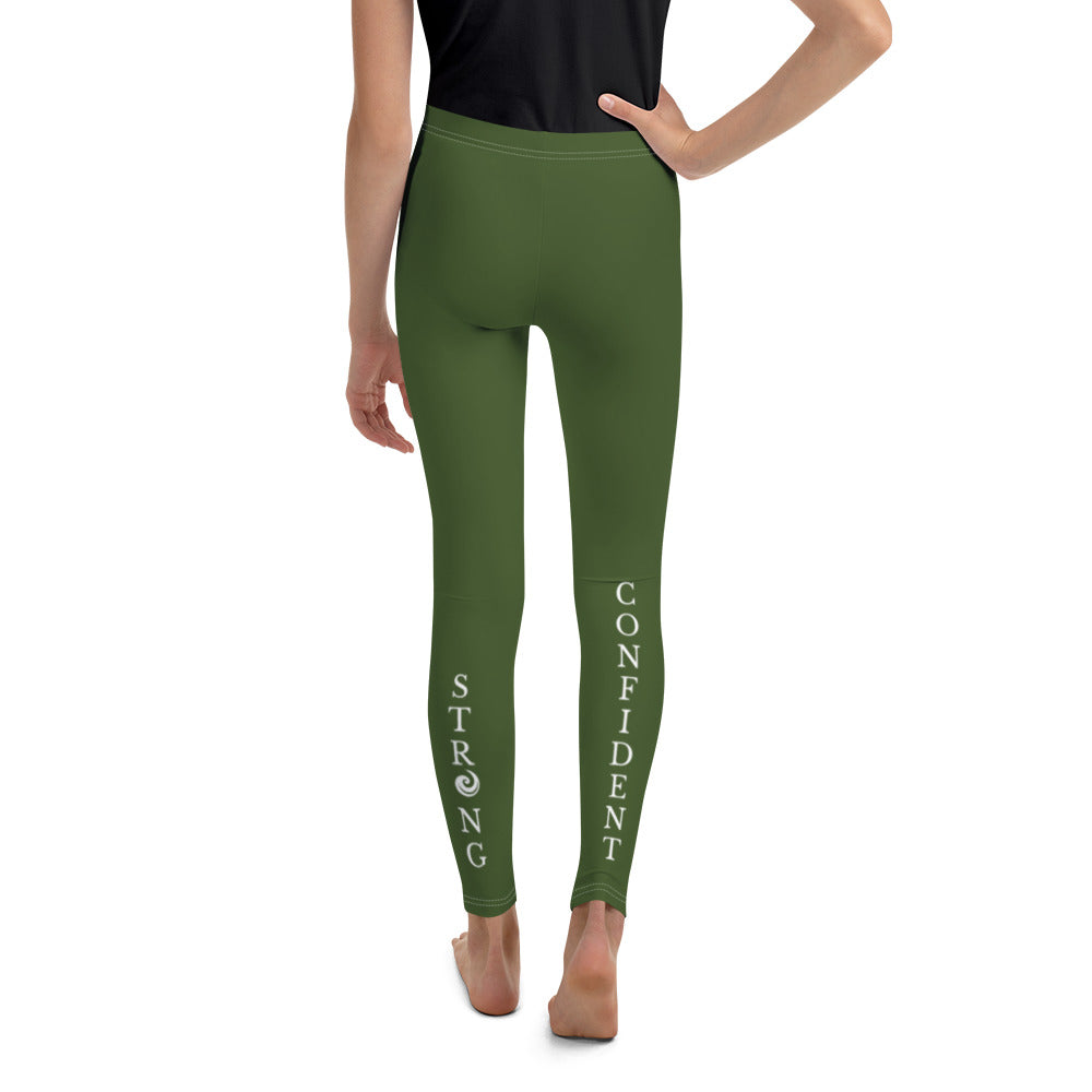 Green “Strong and Confident” Leggings Youth 8-14