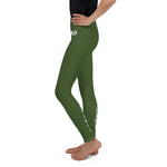 Load image into Gallery viewer, Green “Strong and Confident” Leggings Youth 8-14

