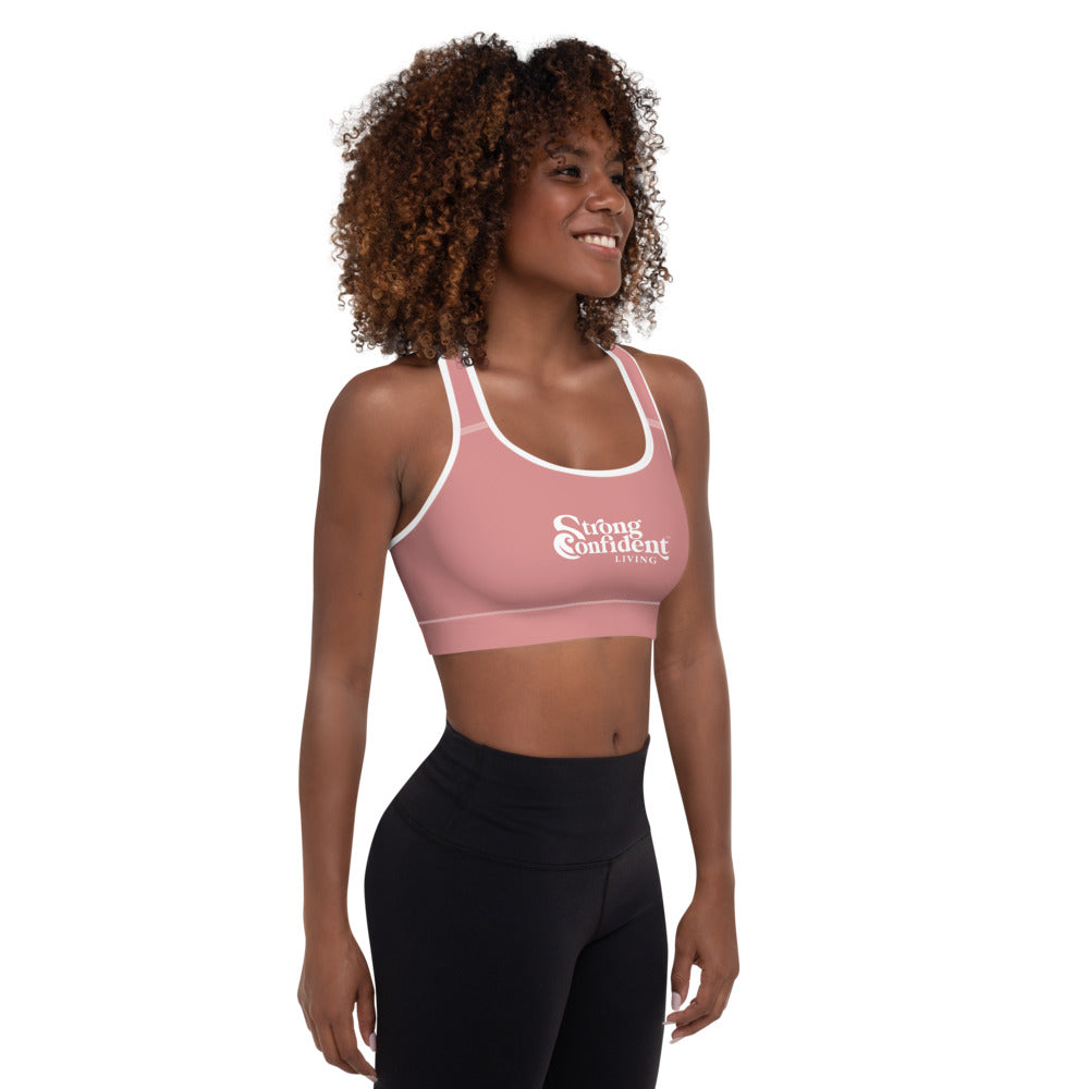 Pink Strong Confident Living Sports Bra