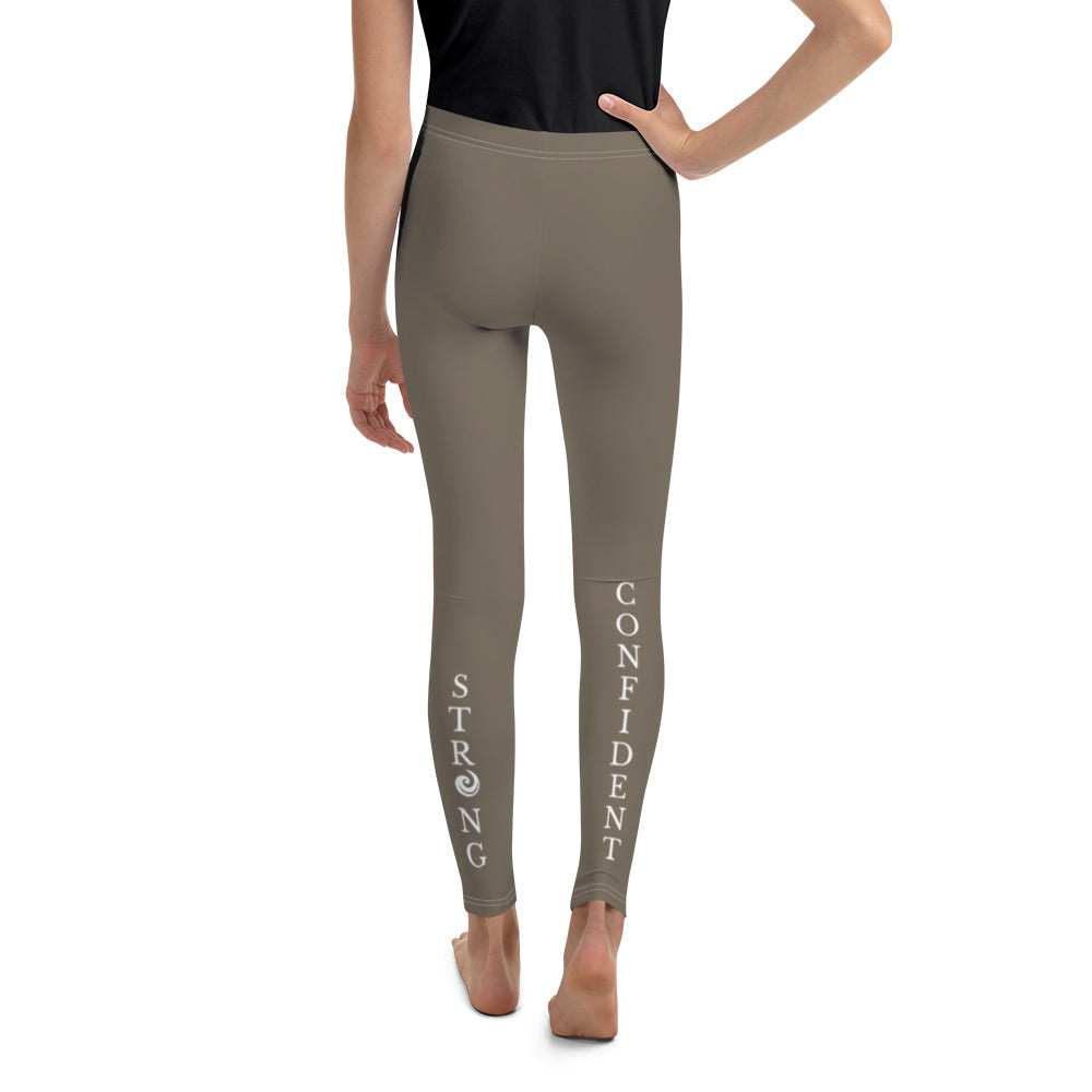 Tan “Strong and Confident” Leggings Youth 8-14