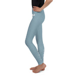 Load image into Gallery viewer, Blue ‘Strong and Confident” Leggings Youth 8-14
